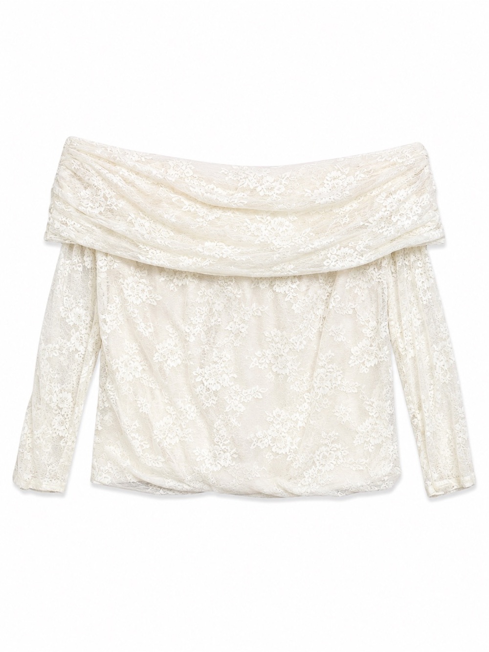 Abercrombie & Fitch Off-Shoulder Lace Top in Ivory